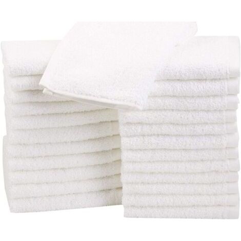 Basics Lot de 24 petites serviettes en coton 30 x 30 cm Blanc 40g (1/5)