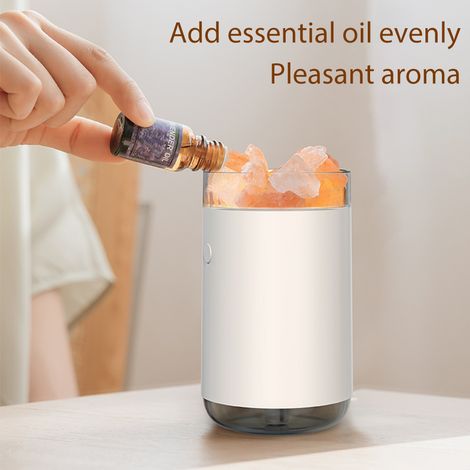 Diffuseur d'humidité en pierre de sel cristallin USB, brume 260ml, 7 couleurs LED, silencieux, aromathérapie essentielle, pour bureau, maison, chambre. (1/5)