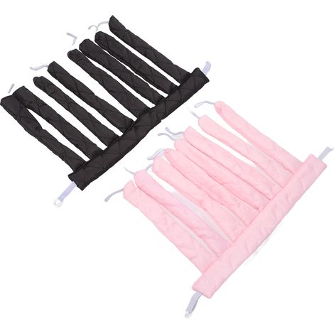 Ruban à friser sans chaleur, lot de 2, pour cheveux ondulés et volumineux, bandeau pour cheveux bouclés pendant la nuit, rose et noir. (1/5)