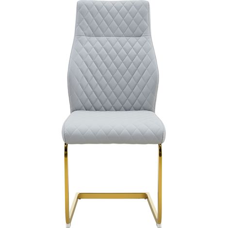 Essgruppe runder Glastisch Ø 85 cm mit 2 Esszimmerstühlen Hellgrau Gold 3er-Set - PANGIVO (1/5)