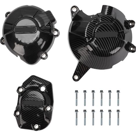 Ensemble de 3 couvercles de moteur de moto, protection anti-collision en fibre de verre et nylon de remplacement pour Z900 2017-2026, motif carbone par transfert d'eau (1/5)