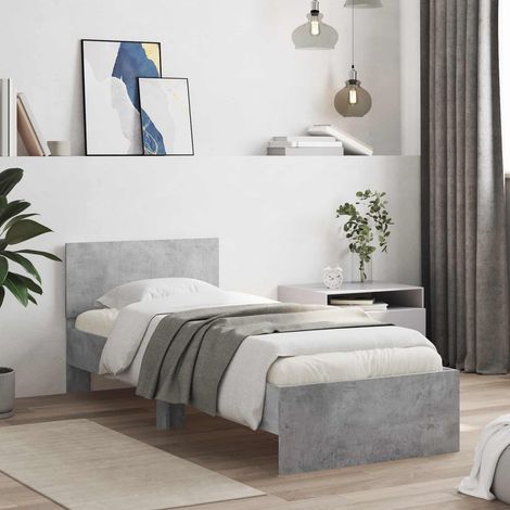 vidaXL Struttura letto con testata Grigio Cemento Legno ingegnerizzato