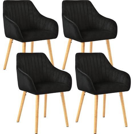 Goeurvant Minimalistische Esszimmerstühle mit bequemer Rückenstütze, ergonomischen Armlehnen und stabilen Holzbeinen - 4er Set – Schwarz