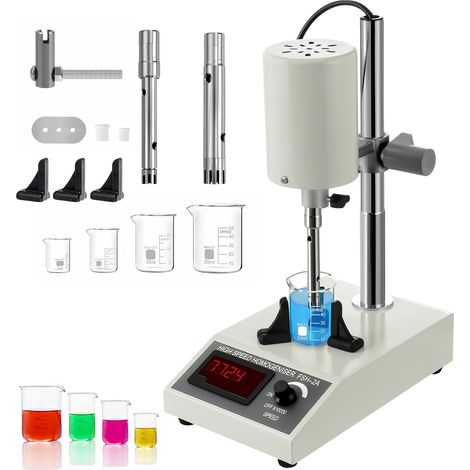 Homogénéisateur réglable à grande vitesse, émulsifiant de dispersion de laboratoire, 8000 à 22000 tr/min avec affichage numérique, hauteur réglable de 5 à 500 ml pour médias, dispersion cellulaire (1/5)