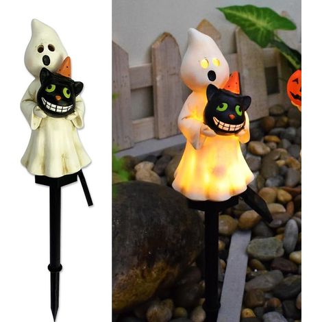 Lumière Solaire Extérieure Fantôme, Lampe Décorative Halloween, Fantôme Lumineux, Lampe Solaire Jardin Piquet pour Cour Pelouse (1/5)