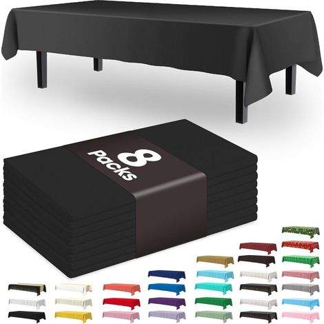 Nappes jetables en plastique, lot de 8, imperméables et résistantes, idéales pour les pique-niques, les fêtes et les anniversaires. 137 x 274 cm. (1/5)