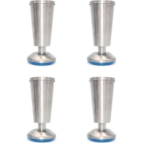 Ensemble de 4 pieds de meuble de cuisine en acier inoxydable pour plan de travail de 120 mm de hauteur, réglables en hauteur de 0 à 5 mm. (1/5)