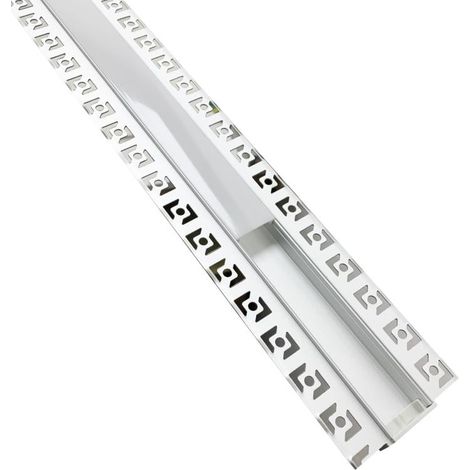 Silumen – Profilé aluminium encastré pour ruban LED double couvercle blanc opaque – Longueur 2 m – Dissipation thermique optimale – Éclairage homogène (1/5)