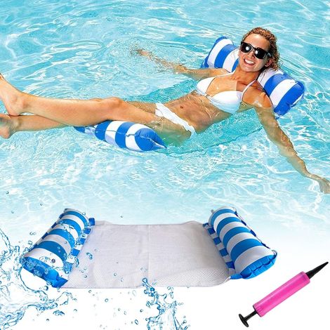 Hamaca inflable flotante para piscina: plegable y portátil, tumbona relajante para disfrutar en el agua.