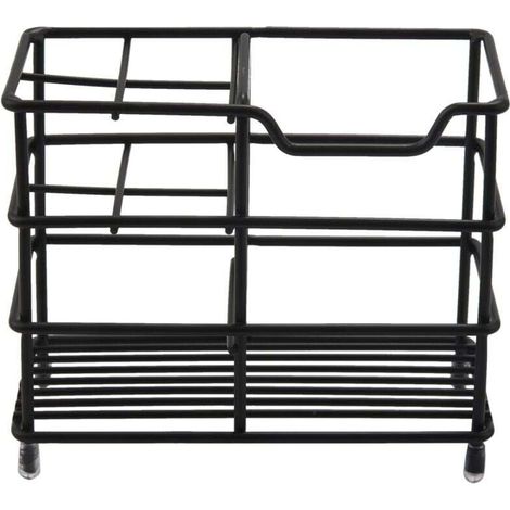 Porta spazzolino elettrico, porta dentifricio, acciaio inossidabile, multifunzionale, bagno, nero