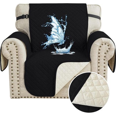 Sofaüberwurf 1 Sitzer wasserdicht, rutschfest, für Haustiere, waschbar, schwarz (1/5)
