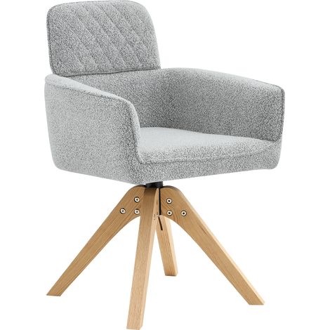 Lot de 2 chaises de salle à manger pivotantes Wabi-Sabi (pivotantes à 360°) – tissu à losanges gris, pieds en bois massif avec structure de soutien carrée, adaptées aux cuisines ouvertes et aux styles (1/5)