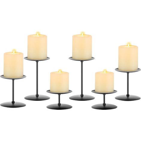 Poteau de chandelier noir - lot de 6 chandeliers décoration métallique moderne table de mariage (1/2)