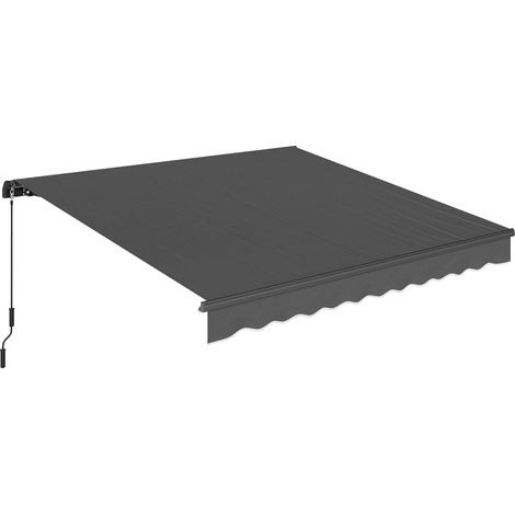 Store banne manuel 3,5x3m, auvent rétractable inclinaison réglable, manivelle, protection UV résistance à l'eau, gris (1/5)