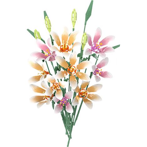 Kit de construction floral élégant pour adultes, ensemble de bouquets de fleurs artificielles, mini briques de construction pour cadeaux et décoration intérieure, collection style botanique (1/5)