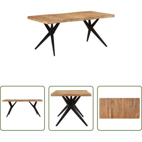 Akazienholz Tisch -  Esstisch Schwarz 180x90x77 cm Massivholz Akazie (1/5)