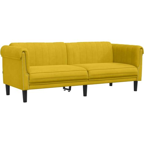 Canapé Sofa à 3 places jaune velours (1/5)