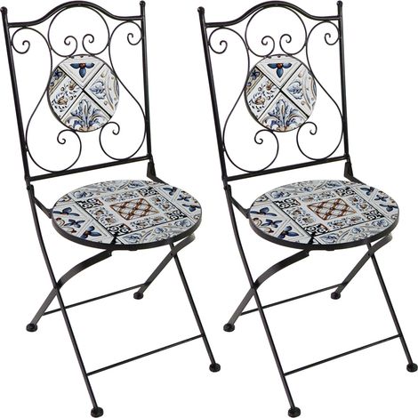 Axi Amélie 2 Chaises Bistrot, Pliantes, Mosaique, Bleu Clair Assises Style Bistrot, Chaises De Jardin Pour Extérieur/Balcon/Terrasse - 38,5 X 45 X 90 Cm