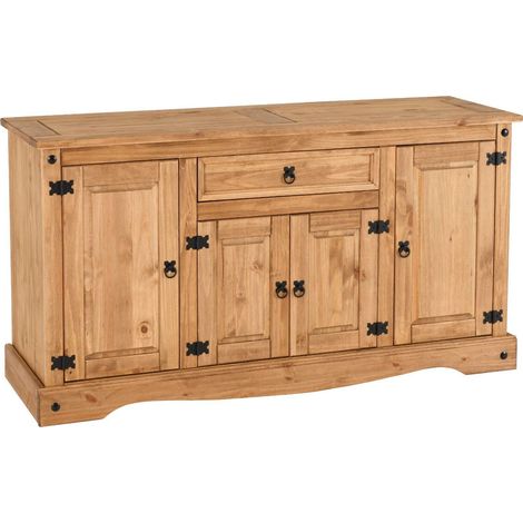 Corona 4 Door 1 Drawer Sideboard - L48.5 x W155 x H83.5 cm - Distressed Waxed Pine (1/5)