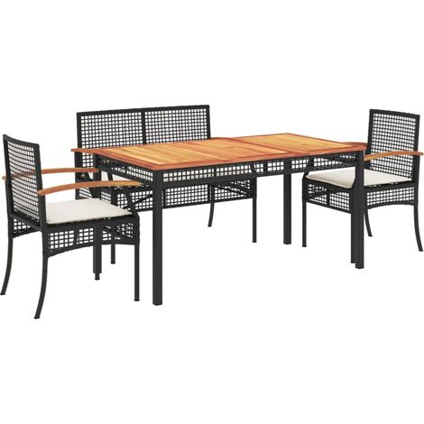 Maison Exclusive - 4-tlg. Garten-Essgruppe mit Kissen Schwarz Pol