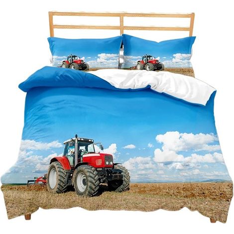 Ensemble de literie pour tracteur, impression 3D, microfibre, noir, vert, rouge, bleu et marron. J-012 240 x 220 cm, ensemble trois pièces (1/2)