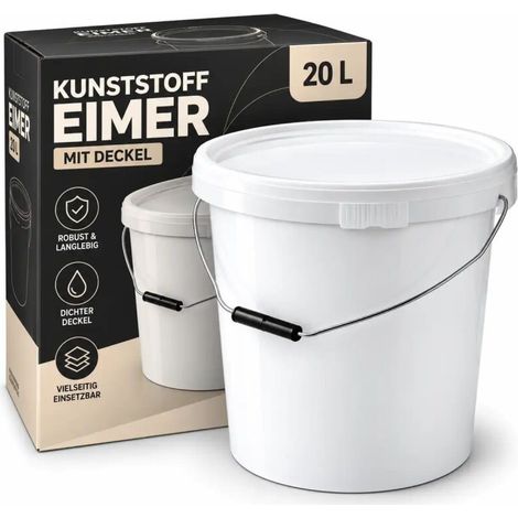 Eimer mit Deckel 20 Liter Weiß Kunststoffeimer Deckeleimer Vorratseimer (1/5)