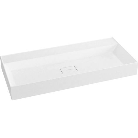 Sapho Godiva - Lavabo 96x44 cm, sans trop-plein, sans trou pour robinet, blanc GU096-0 (1/4)