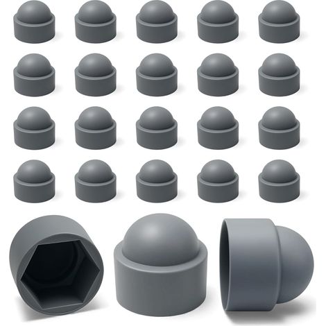 20 Caches Écrous M8 Clé 13 mm Protège Écrou Et Vis Capuchons Plastique Gris Résistants Cache Vis Décoratif, Protection AntiRouille (1/4)