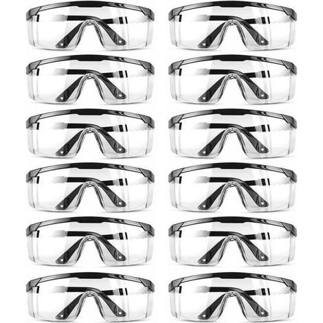 Lunettes de Protection, Lunettes Sécurité Réglables Lunette Anti Rayures Verres Transparents Bleu pour Les Lieux Travail Construction Bricolage Laboratoire Soudage（12pcs） (1/5)