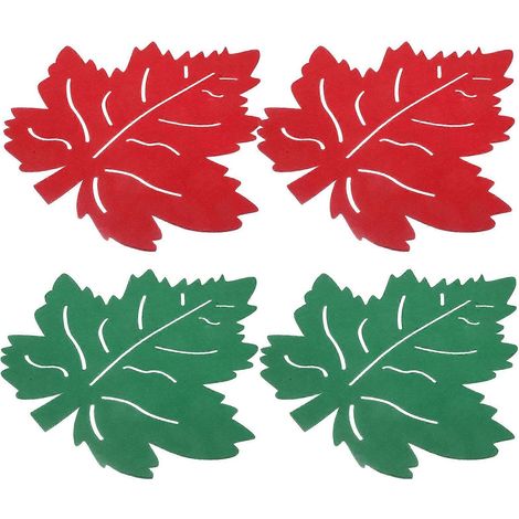 Napperon de Pâques à motifs de feuilles, sous-couche isolante thermique, avec 4 sets de table antidérapants (1/5)