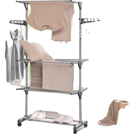 Sèche-linge, Design Pliable, Haute Capacité de Charge, Gris (1/2)