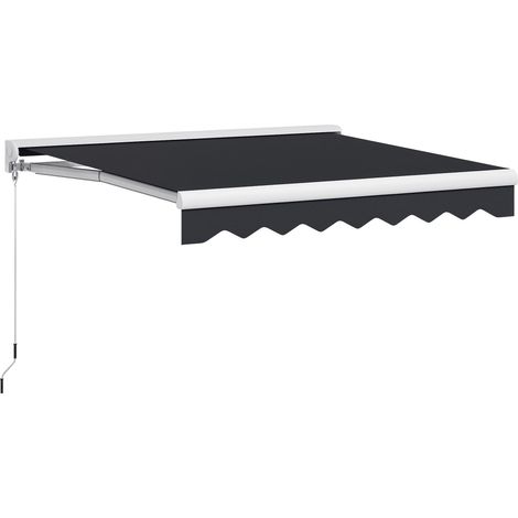 Store banne électrique rétractable et manuel 250 x 200 cm, store portable avec télécommete et manivelle, structure en aluminium gris
