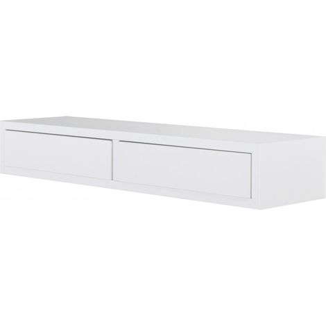 Étagère murale blanche avec tiroir – Dimensions 88,2 x 13,4 x 23,7 cm – Fixation invisible – Capacité de charge 10 kg – Sanitec (1/5)