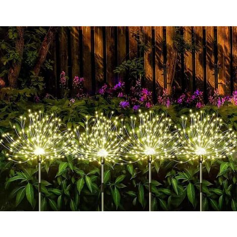Set mit 4 Solar-Außenleuchten - 120 LEDs, 5 W, IP67 - Helligkeit einstellbar (4 Laternen) (warmes Licht)
