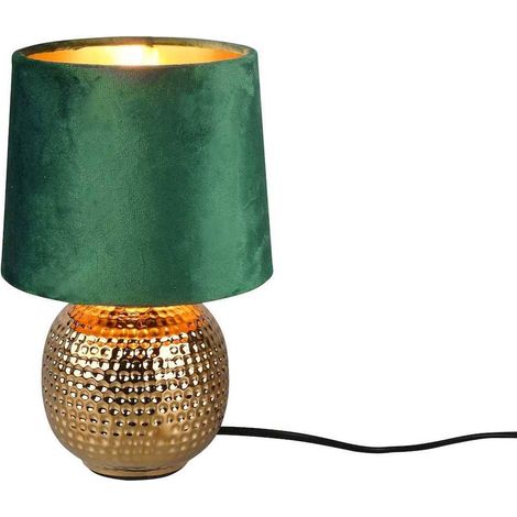 Lampe de table SOPHIA dorée verte céramique velours (1/7)