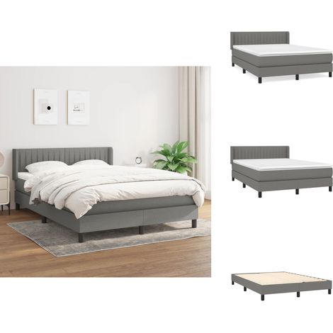 Boxspringbett mit Matratze Dunkelgrau 140x200 cm Stoff - Boxspringbett - Doppelbett - Bettenrahmen - Lattenrost - Matratze (1/5)