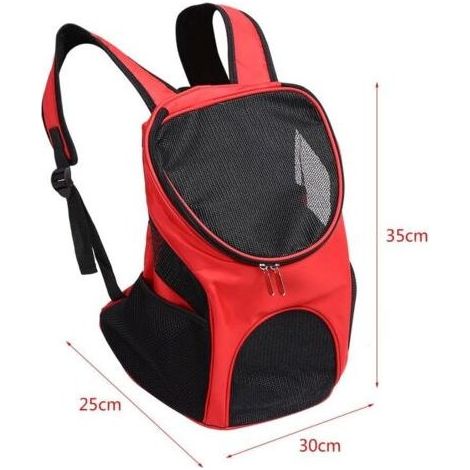 Sac de transport pour chiens et chats – Ventilation réglable – Bandoulière réglable – Dimensions : 25 x 30 x 35 cm – Charge maximale : 10 kg – Rouge (1/4)