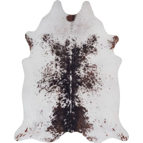 Tapis fausse fourrure motif peau de vache brun blanc - blanc moucheté marron et noir (1/3)