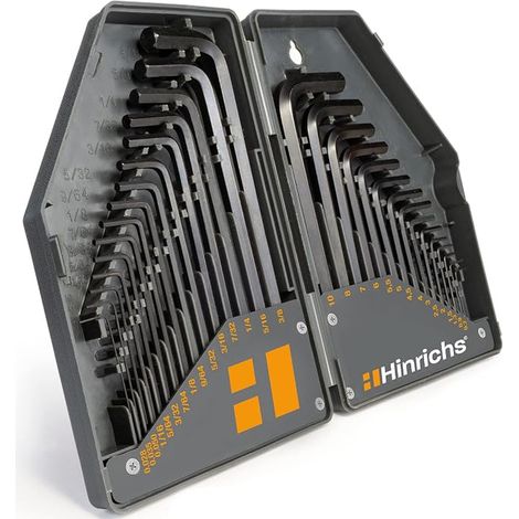 Hinrichs Clé Allen - 0,7mm à 10mm - Pouces et Mètriques - 0,028 à 3/8 Pouces - Cle Btr - 6 Pans - Hexagonale (1/5)