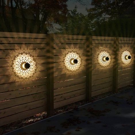 Lot de 2 Lampes Solaires pour Clôture, Éclairage Mural Extérieur en Métal, Éclairage pour Jardin, Terrasse, Jardin, Décoration de (1/5)