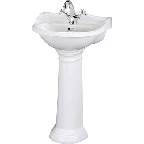 Bayswater Porchester Basin with Full Pedestal 500mm Wide 1 Tap Hole (1/5)
