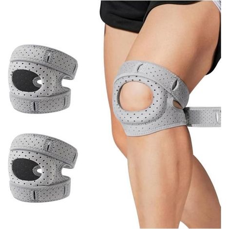 Genouillère rotulienne réglable Ortho pour coureurs, tennis et arthrite, lot de 2, gris. (1/5)