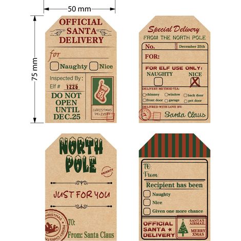 MIMOSON-Naturel Kraft Brun Père Noël Pôle Nord Autocollant pour Étiquettes Cadeaux, Taille Unique 57.5 cm Étiquettes Cadeaux 250 PCS par Rouleau (1/5)