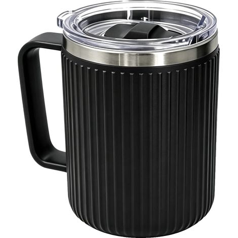 Tazza termica a doppia parete con coperchio a tenuta stagna, colore nero. (1/2)