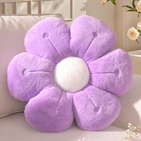 Coussin Fleur Petit, Coussin de Sol Forme de Fleur Lilas, Coussins Décoratif en Peluche Daisy Enfant, Aesthetic Coussins Décoration Canapé, Deco Chambre Ado Fille, 40 cm (1/5)