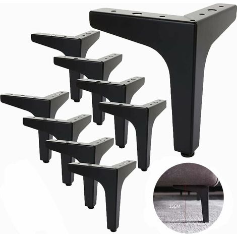 8er-Set 15 cm Sofabeine aus Metall, Couchtischbeine aus Metall, belastbar bis 600 kg, schwarzes Möbelbein, Tisch-/Sofaständer aus Schmiedeeisen, Fernsehschrankbein, Schrankbein (1/5)