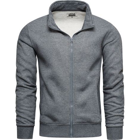 Herren-Sweatshirt in Graphit mit Stehkragen, Größe L
