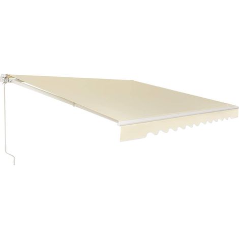 COSTWAY Tenda da Sole per Esterno Avvolgibile, Tenda da Sole a Bracci Estensibili con Telaio in Alluminio, Tettuccio Resistente al Sole e Impermeabile e Manovella, 3 x 2,5 m, Beige