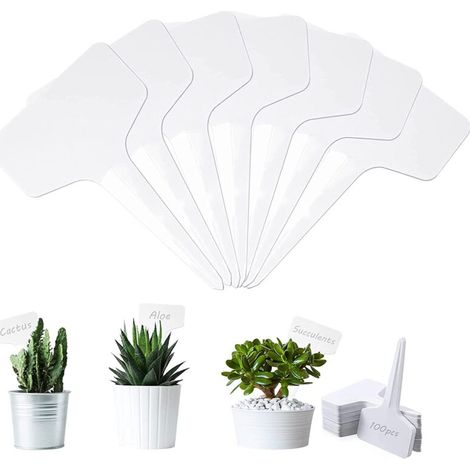 SABIR Étiquette de jardin, 100 Pieces marqueurs en Plastique de Plantes Type T Signes Plante Label Plantes Graines étiquettes, pour Graines Pot Herbes Fleurs Légumes Pépinière (blanc) (1/5)