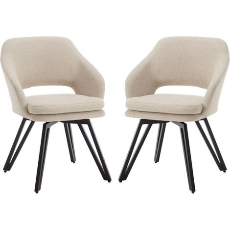 Wahson Sillas de Comedor Juego de 2, Lino Sillas con Respaldo, Giratorias Sillas de Ocio para Cocina Salón, Avena